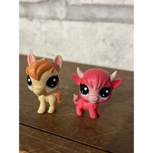Pair of 2 Mini Littlest Pet Shop LPS Bull‎ & Horse